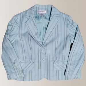 Nine West Women's Size 2 XS Blue White Striped Blazer Jacket Button Formal Y2K